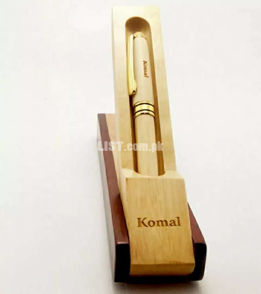 CUSTOMIZE YOUR NAME  ON WOODEN BALL POINT PEN WITH WOODEN BOX