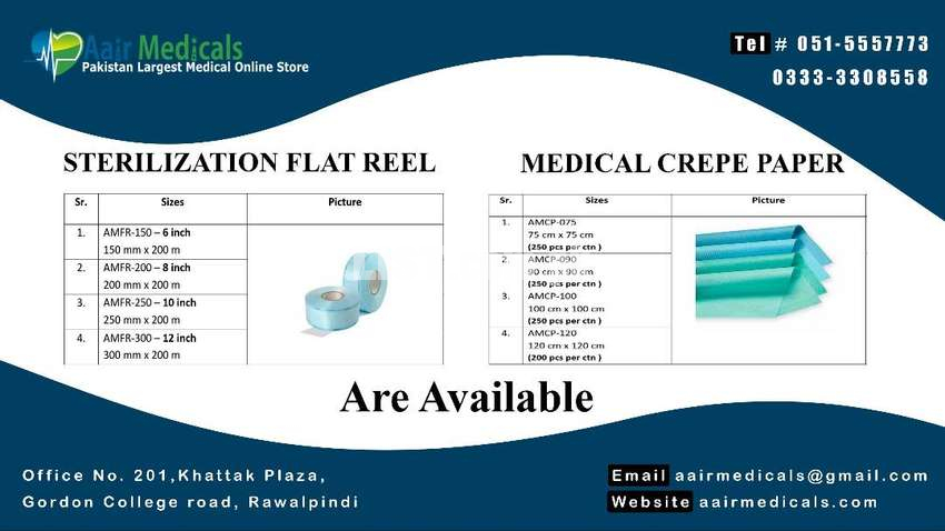 STERILIZATION FLAT REEL and MEDICAL CREPE PAPER
