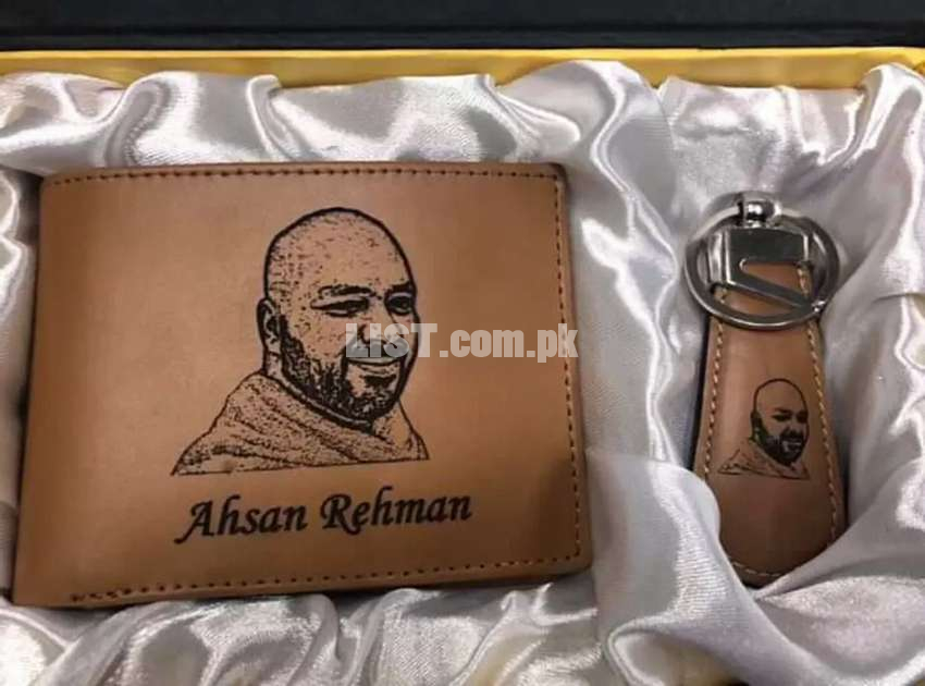 Wallet Keychain Set Your Pic Name Engraved Lifetime Customized