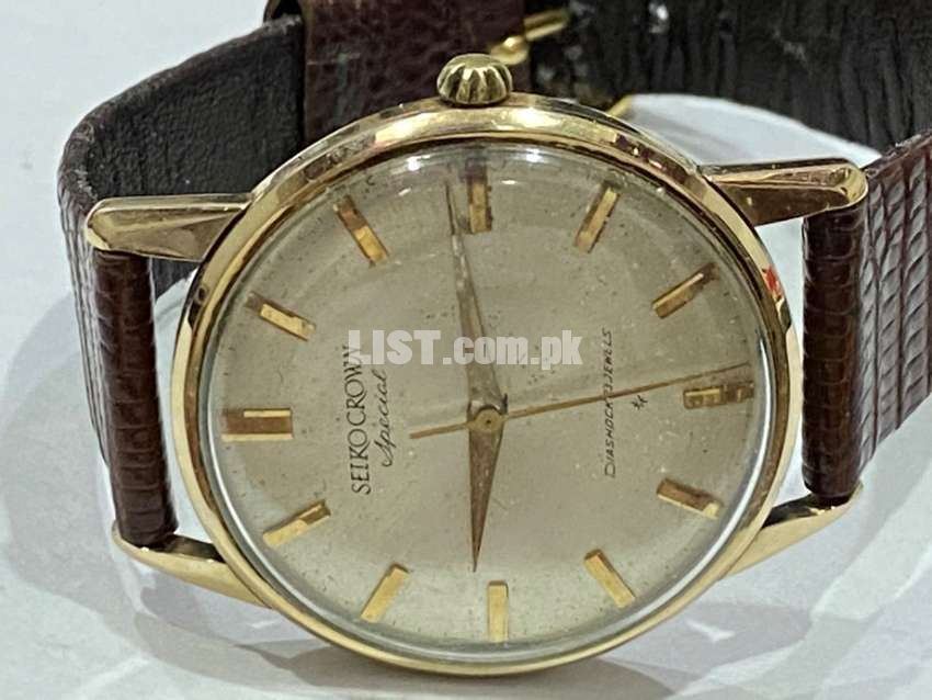 ULTRA RARE SEIKO CROWN SPECIAL MENS WATCH,80 MICRON GOLD FILLED