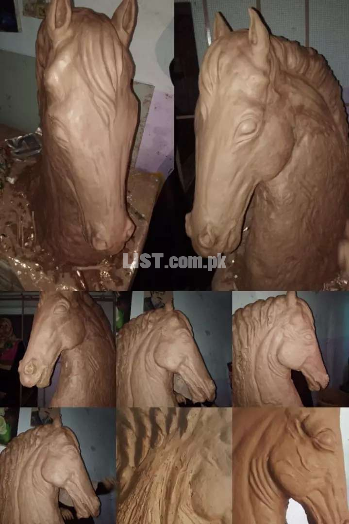 Sculpture # round horse #cast in fiber