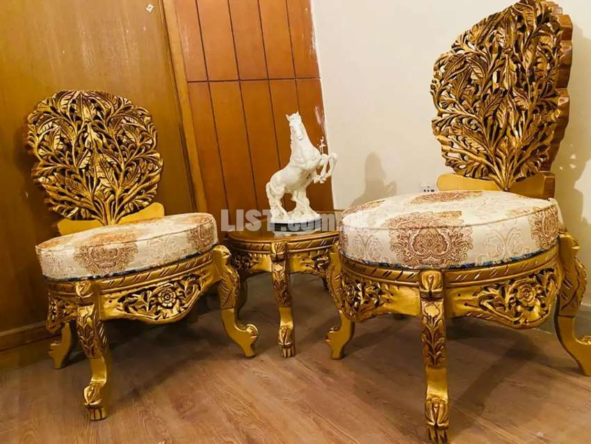 Golden chinioti Chairs with table