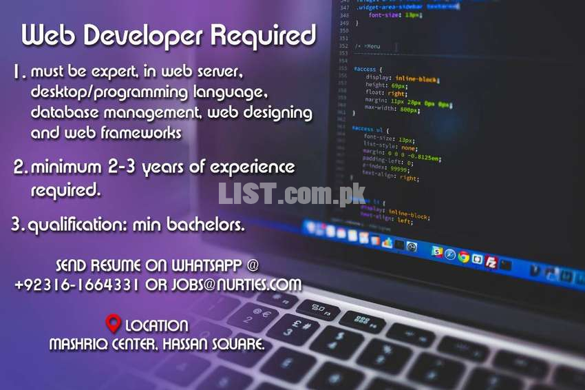 Web Developer Required