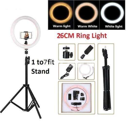 26cm ring light with 8ft tripod stand complete set