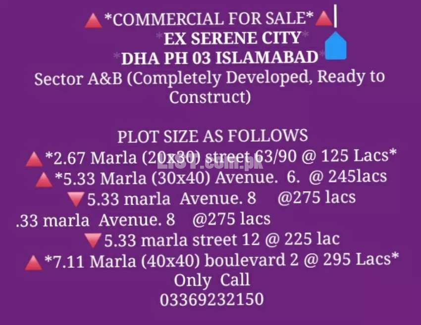 Dha valley Islamabad  4marla Commercial  plot dim 38lak