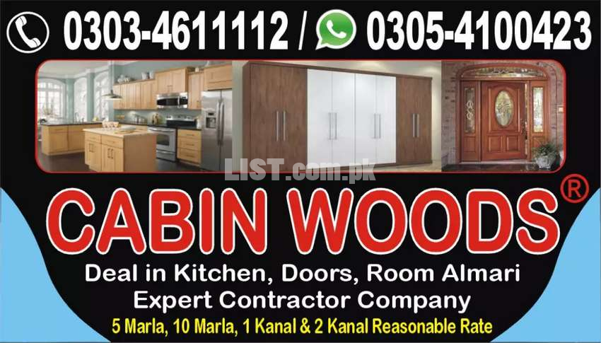 Wood work facility kitchen doors room almira professional carpenter