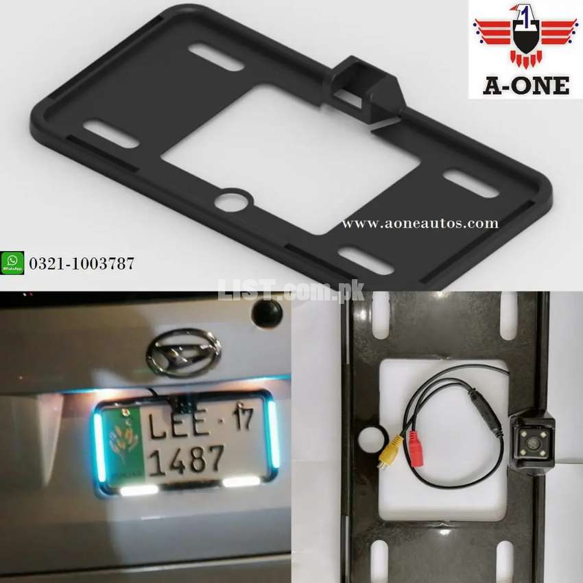 Car Neon LED Number Plate Frame With Camera