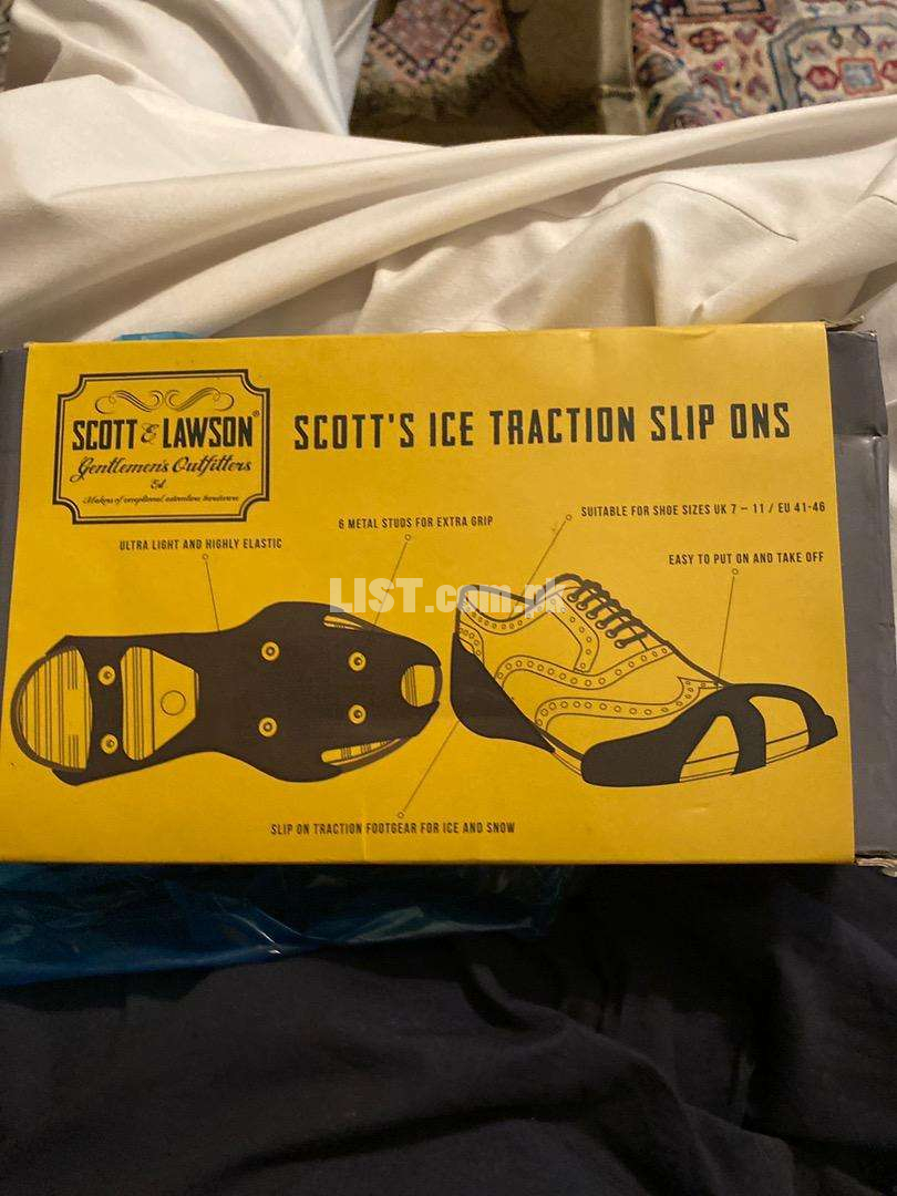 Ice traction for shoes use in snow slip ons