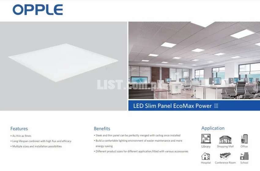 LED Slim Panel Light 2 x 2 40 watt (Opple Brand)