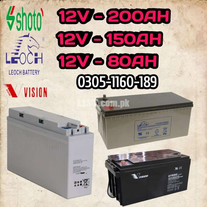 Dry Batteries 80Ah/100Ah/150AH/200Ah Box Packed