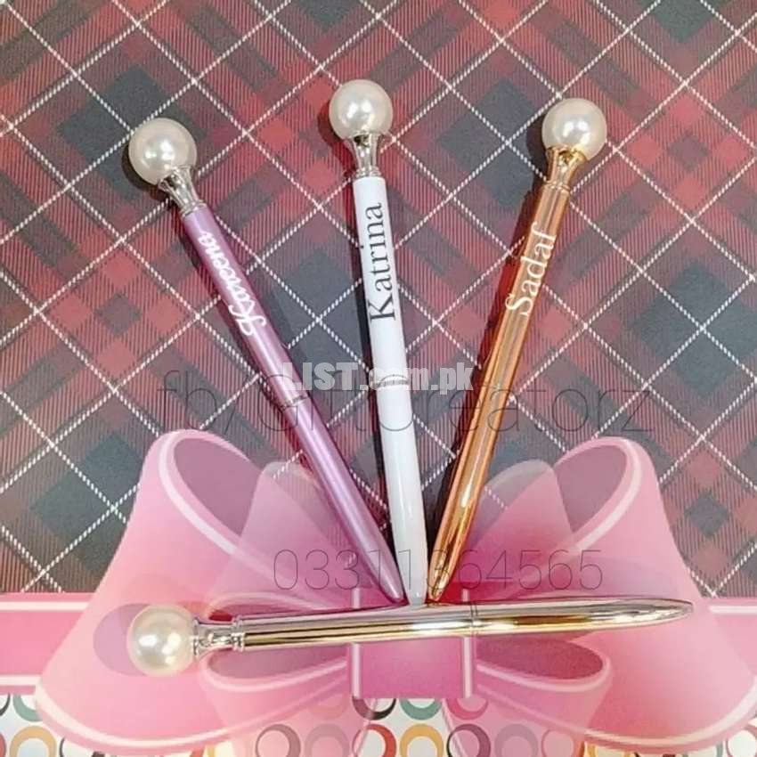 Silver Gold Pink etc Diamond & Pearl Pen available with your name