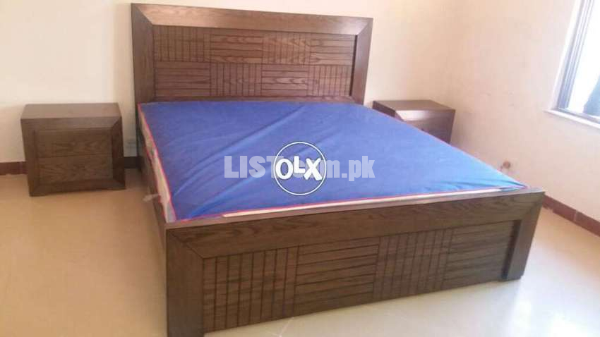 New Polish Tone Designer Bed set with side tables Dressing table