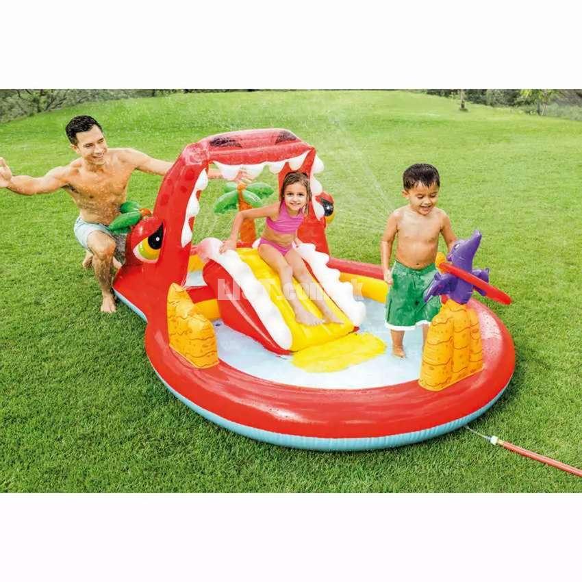 Intex 57160 (size:8'6"/5'5"3/6") happy dino play center pool for kids.