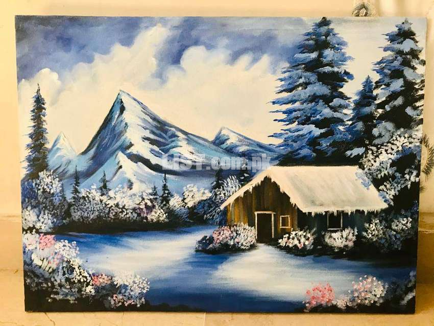 Oil painting winter theme