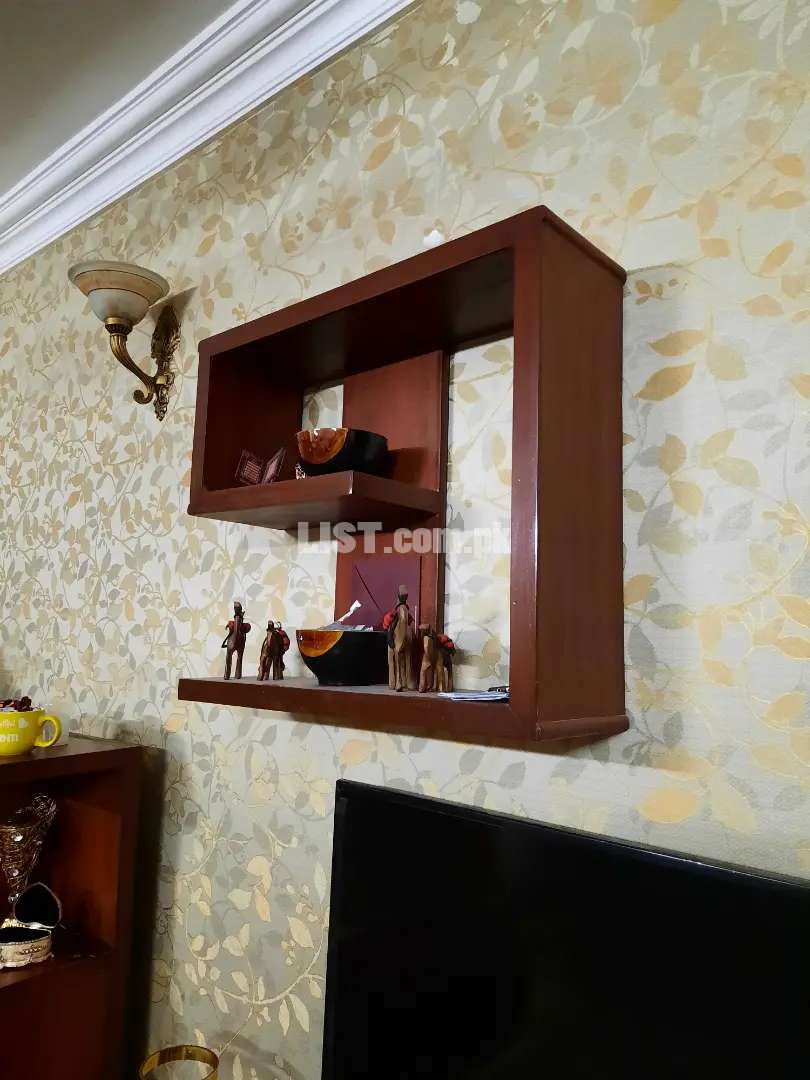 Tv lounge console table and wall decoration