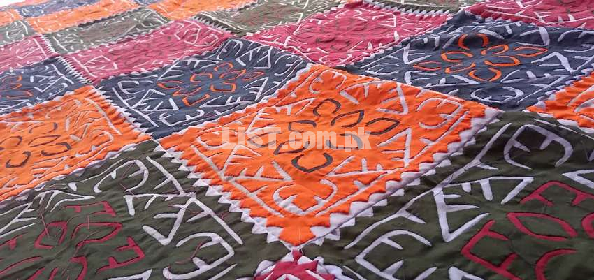 Sindhi Hand Embroidery Bed Sheet