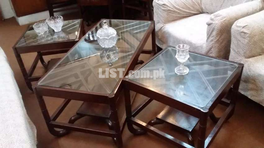 Used centre table with side tables