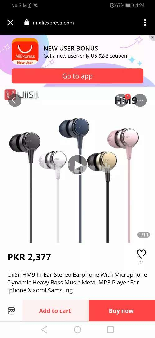 UiiSii HM9 In-Ear Stereo Earphone With Microphone Dynamic Heavy