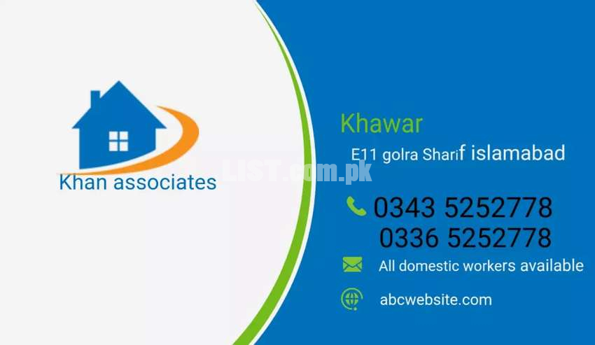 KHAN Provide COOKS HELPERS DRIVERS MAIDS PATIENT CARE Avalibale