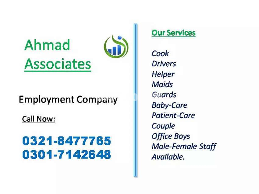 Servants Available (Ahmad Associates) Call Now
