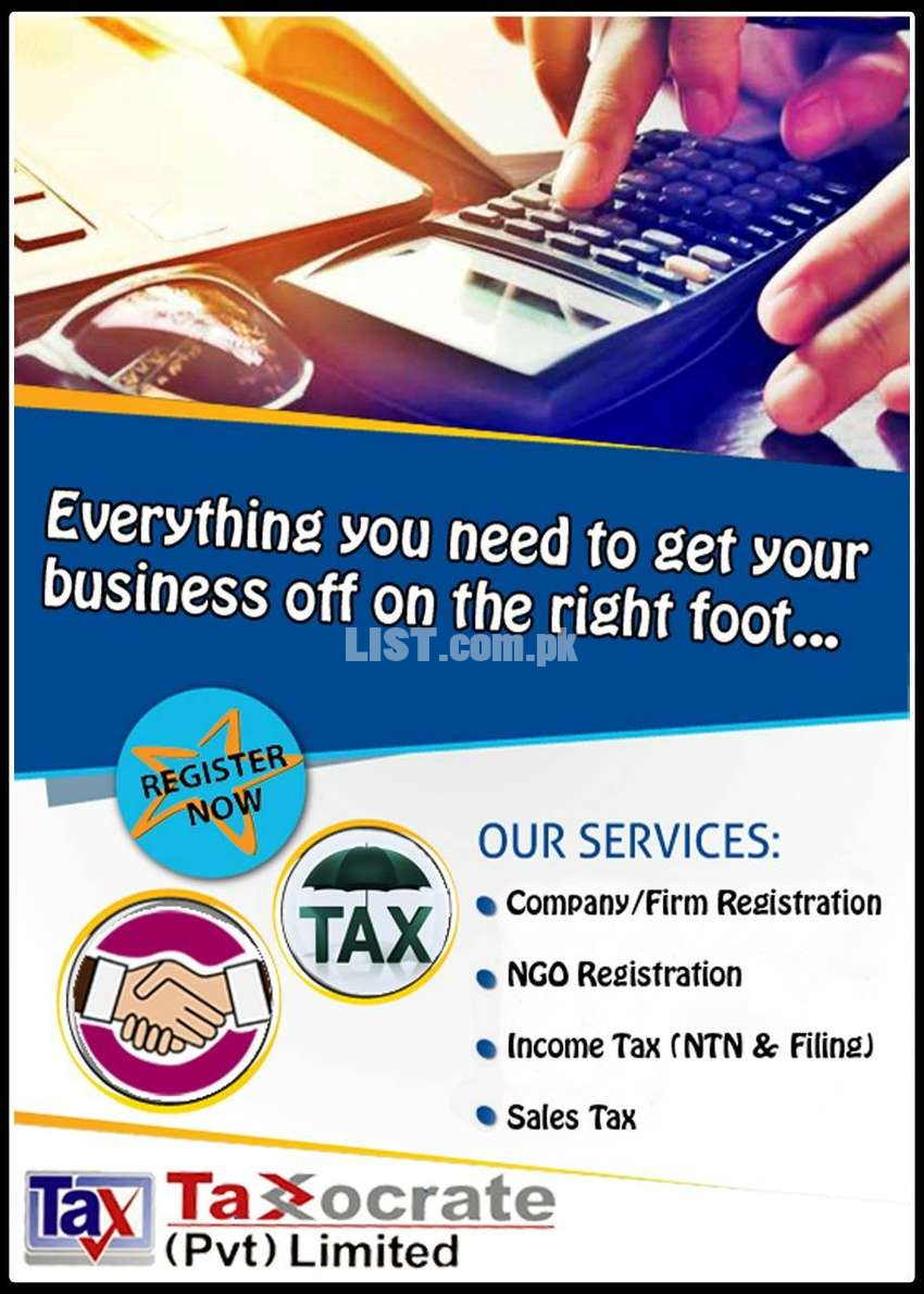 Company/NTN/Trademark, Copyright, Income Tax, GST Registration/Filing