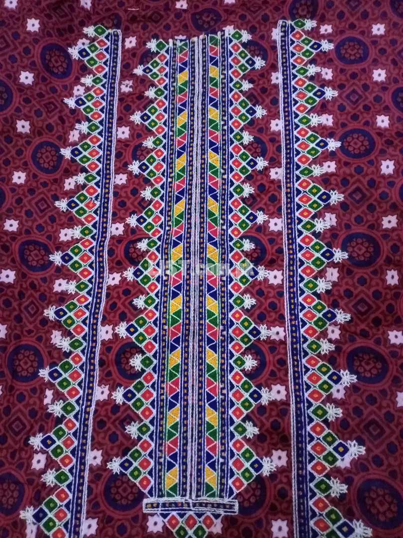 Ajrak embroidered dress