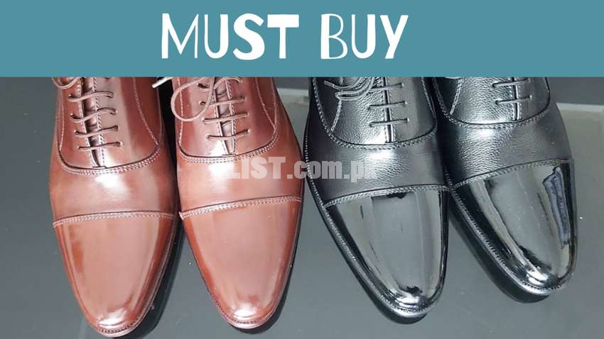 HAND MADE LEATHER SHOES OXFORD WITH TOE SHINE