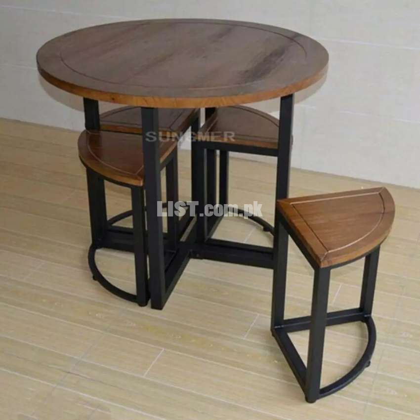 Wood iron table and chair