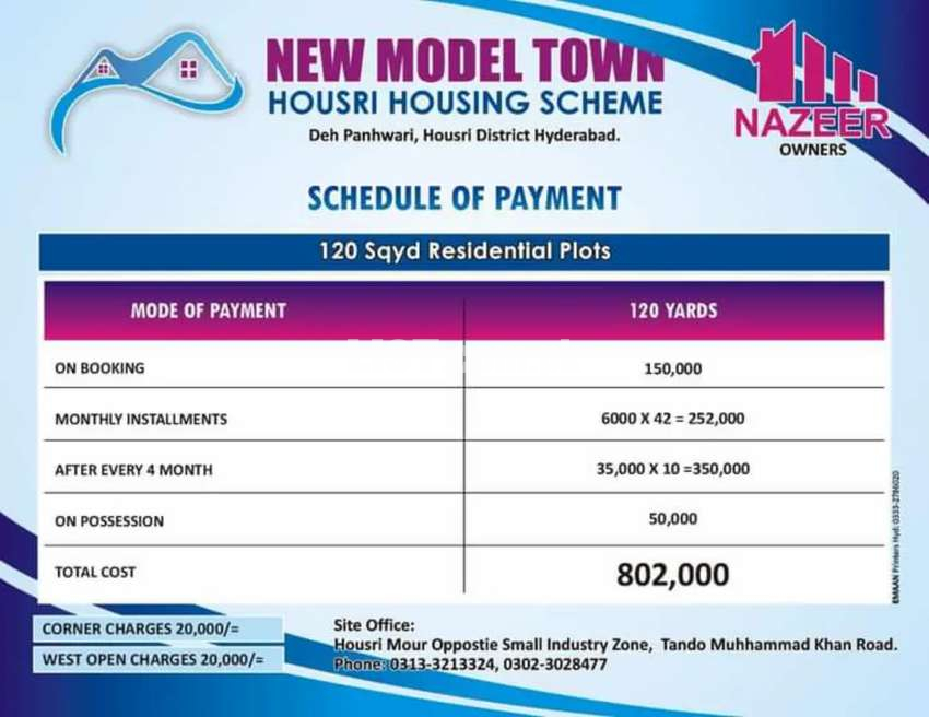 New model town  housing scheme Husri Hyderabad