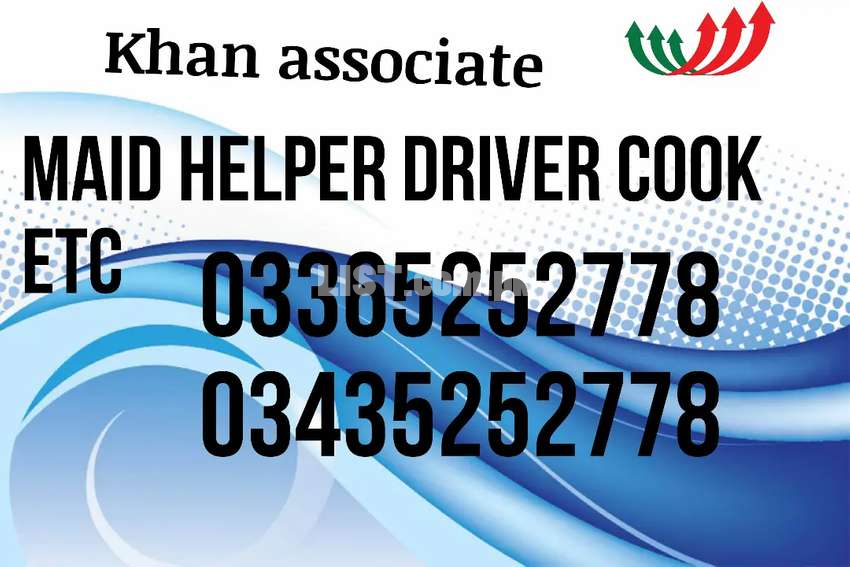 (THE KHAN) Provide Cook, Helpers, Maids, Drivers, All Domestic Staff
