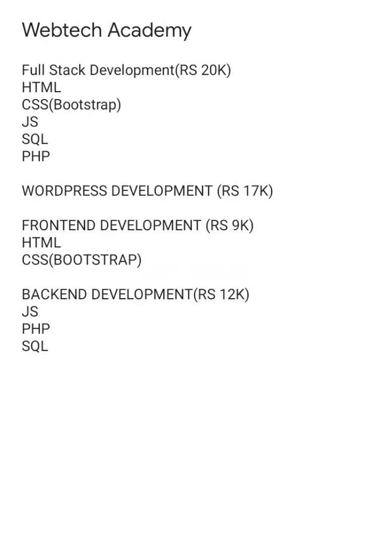 Web development course