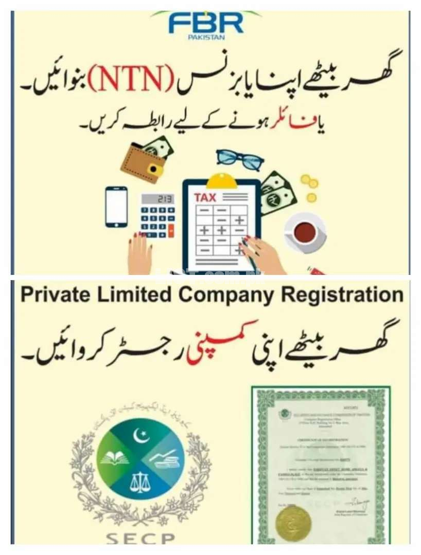 Company Registration,NTN,GST, Income Tax Return, Notices of Income