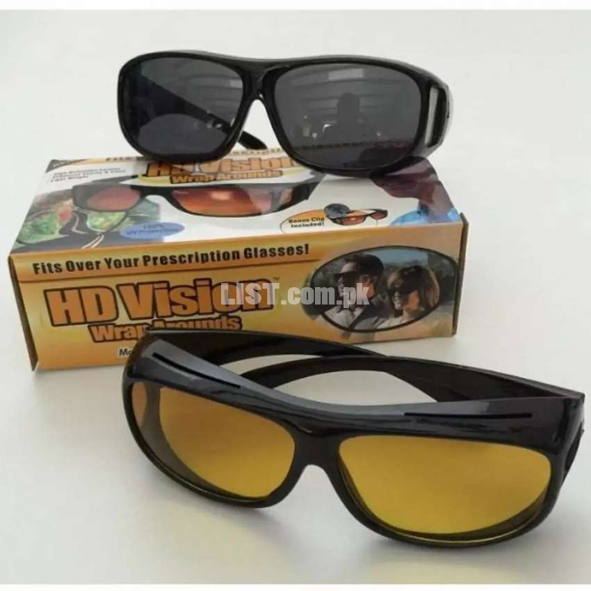 HD Vision Day and Night Glasses Black and Yellow