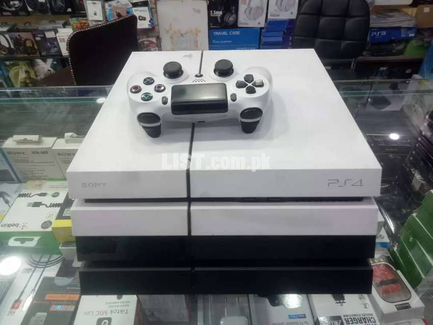 Play station 4 white and black.