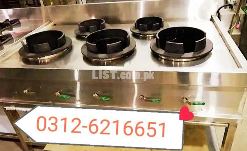 Chinese stove table 5 burners SS non magnet