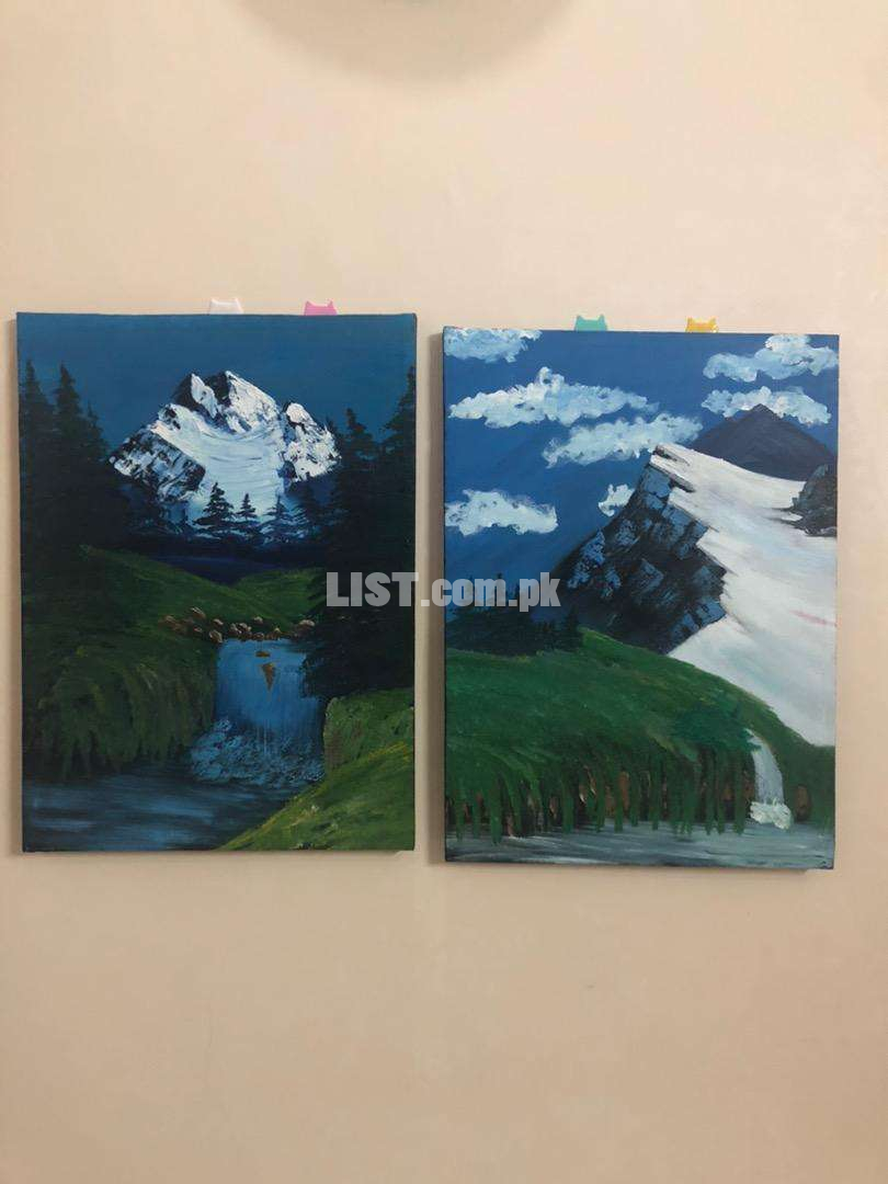 Set of two oil paintings