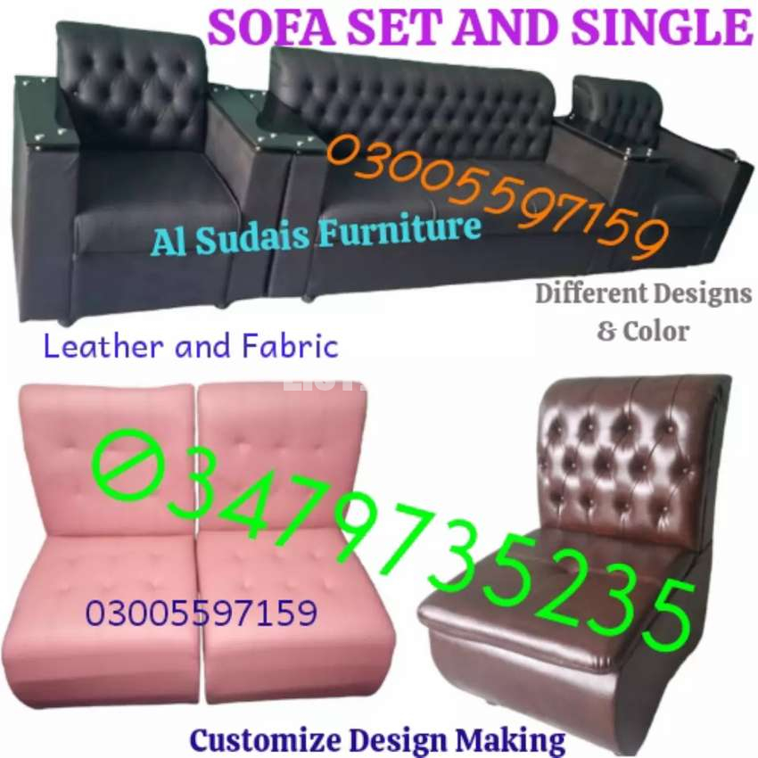 Single sofa & set leather fabric all desgn color make bed almari table