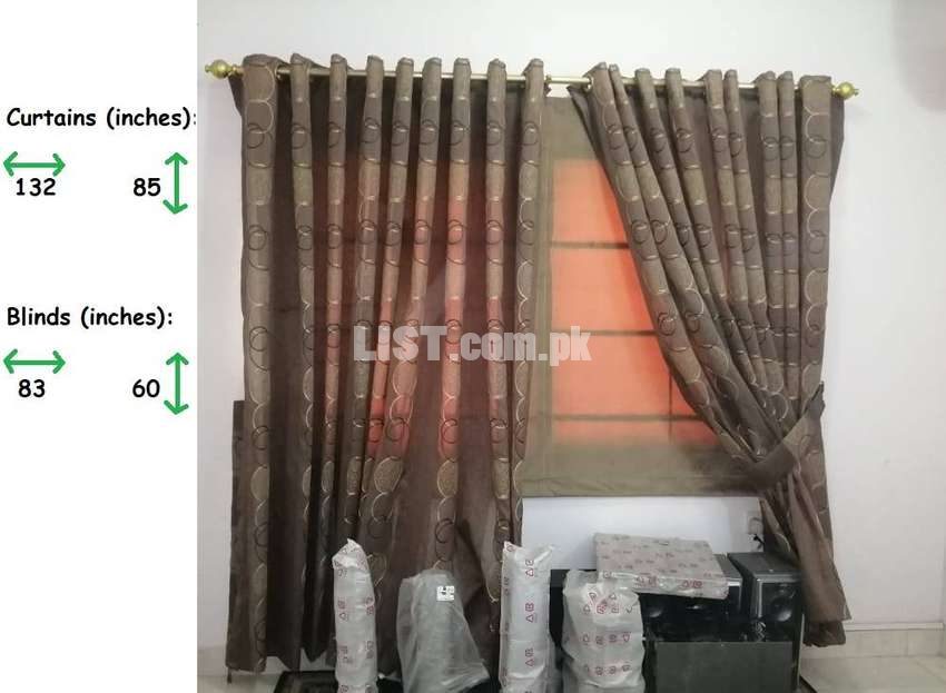 One set of Curtains and two Blinds