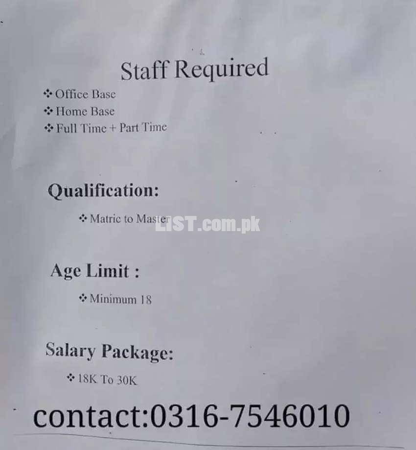 Staff Required For Office Management