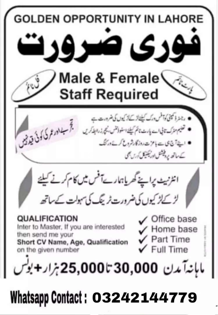 We Need MaLes and FemaLes students for online working