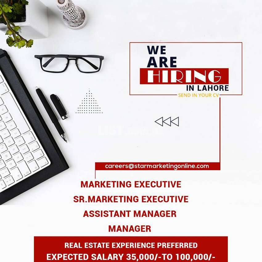 Real Estate Marketing Executive - Marketing Manager (Male and Female)