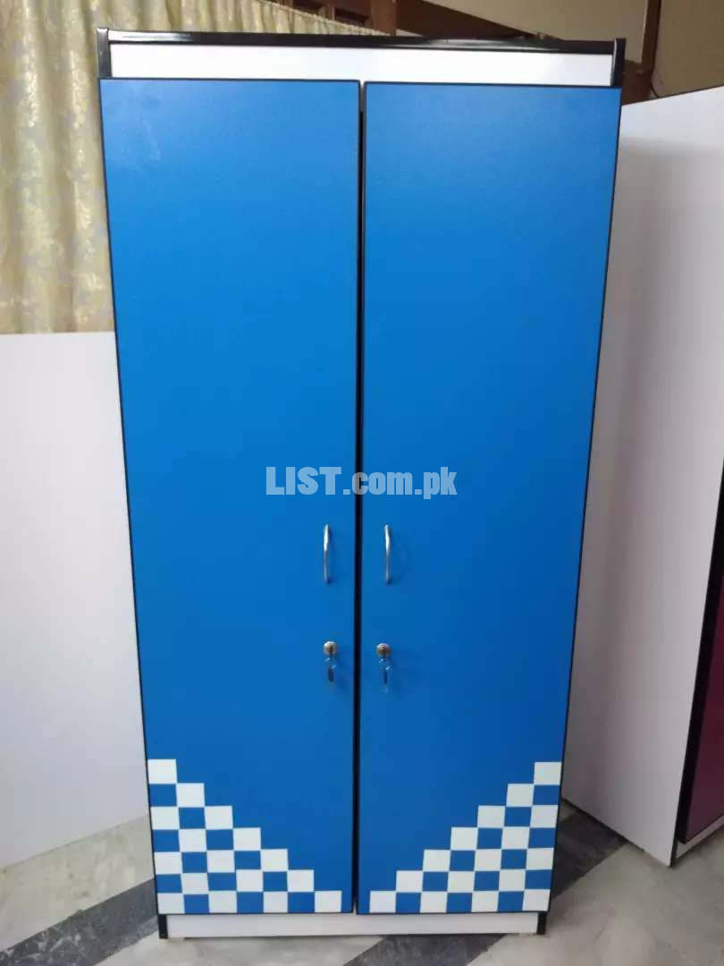 Almari cupboard wardrobe for kids blue and white contrast