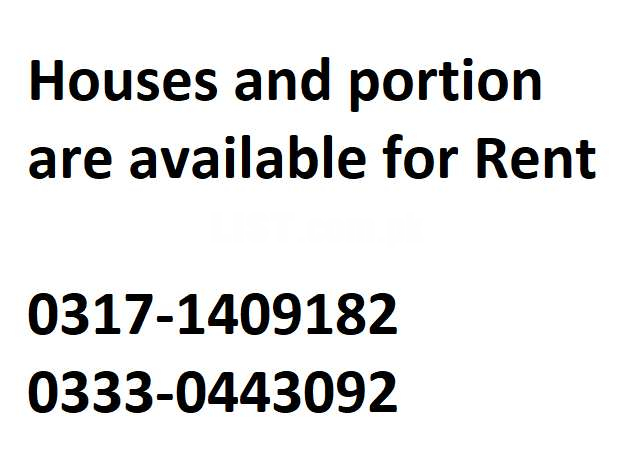 House and portion for Rent