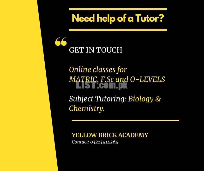 Online Tutoring (Biology and Chemistry)
