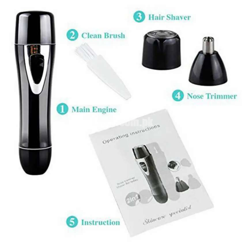 2 In1 Shaver Epilator Nose Ear Hair Trimmer Painless USB Charging
