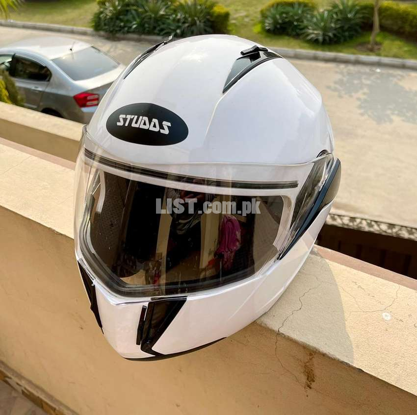 Motorcycle Helmet lid up flip up white unbrealable