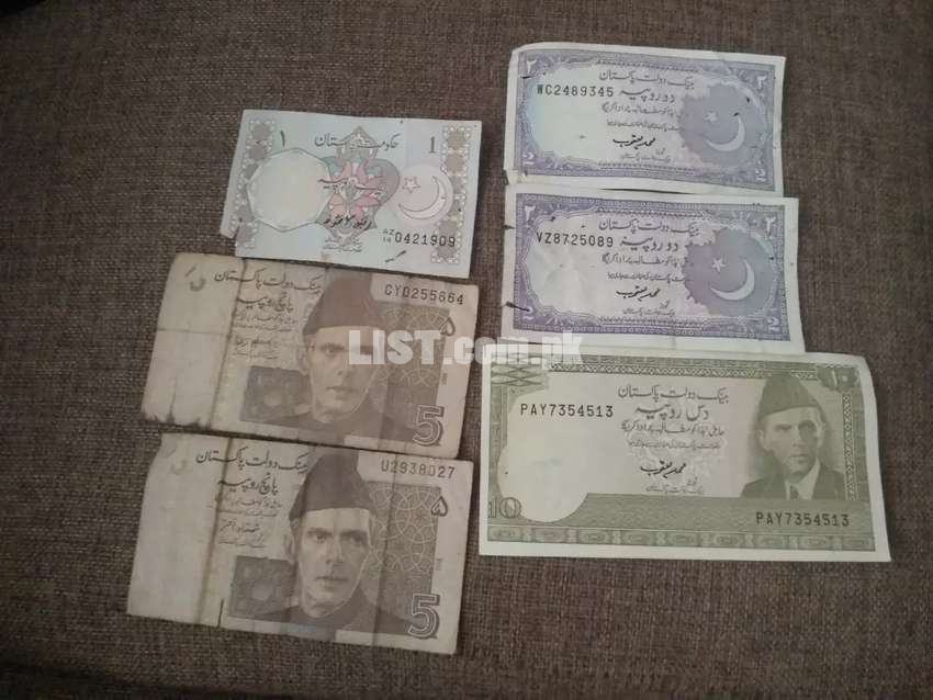Antique currency notes of pakistan.