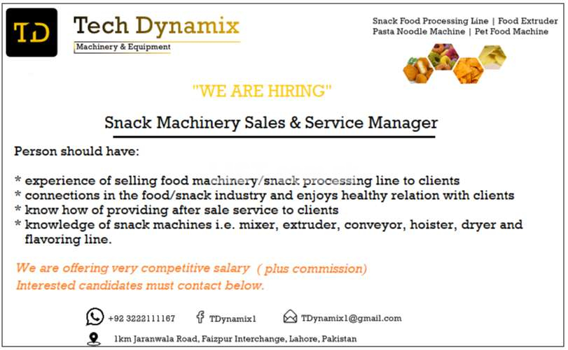 Food/snack Machinery Sales Manager