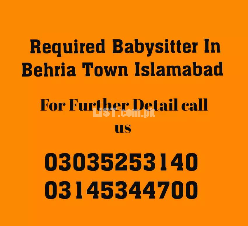 Required Babysitter at Islamabad, Attractive salary package