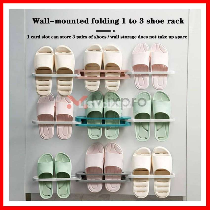 1Pcs Wall rack for slippers Adjustable Space Saving Shoe Cabinet Suppo